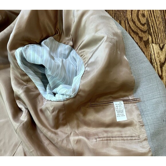 CALVIN KLEIN 100% Wool‎ Gray Men's Suit Coat Sport Coat Blazer Jacket Lined 44L - Picture 10 of 11